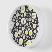 Horloge White Poppies Wood Framed Clock (Angle)