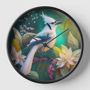 Horloge White Tufé Turquoise Wing Jay Imaginaire Bird