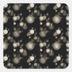 Horloge wijzerplaten print - steampunk patroon acc vierkante sticker