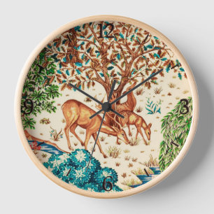 Horloge William Morris Deer par un Arrière - plan beige Br