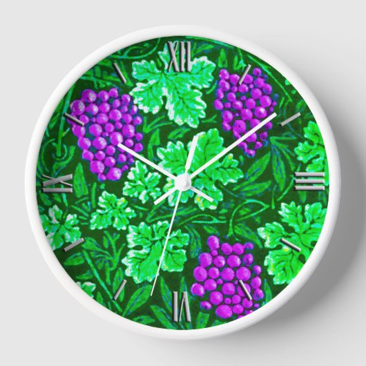 Horloge William Morris Grapevine, violet et vert (Recto)