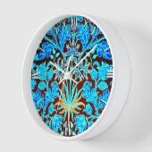 Horloge William Morris Hyacinth Imprimer, Aqua et Brown (Angle)
