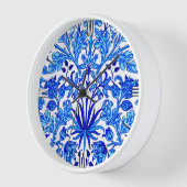 Horloge William Morris Hyacinth Imprimer, Cobalt bleu et b (Angle)