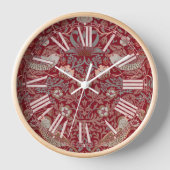 Horloge William Morris Strawberry Thief Rouge victorien (Recto)