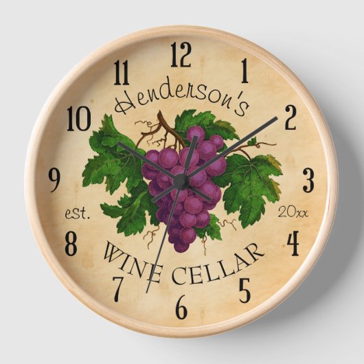 Horloge Wine Cellar Vineyard Grapes Vintage Personalized (Recto)