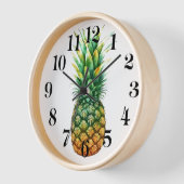 Horloge Wooden Frame Clock-Pineapple Print (Angle)
