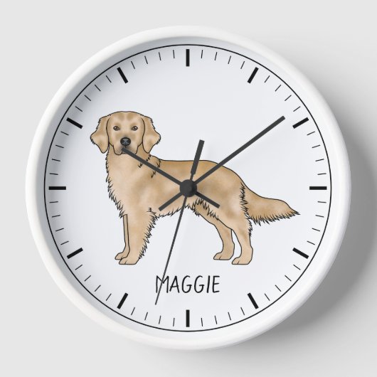 Horloge Yellow Golden Retriever mignon chien avec nom pers (Recto)