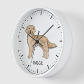Horloge Yellow Golden Retriever mignon chien avec nom pers (Angle)