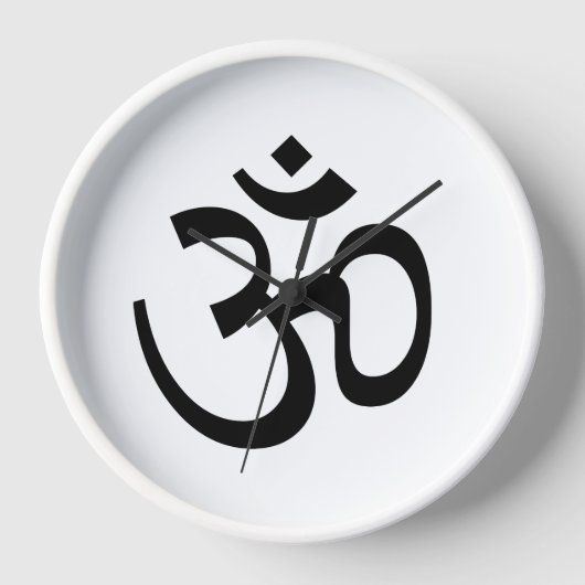 Horloge Yoga moderne blanc et noir Om Aum Icon (Recto)