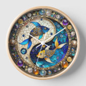 Horloge Zodiac - Poissons de poisson Yin et Yang (Recto)