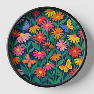 Horloges Art Abstrait Matisse Daisies Papillons