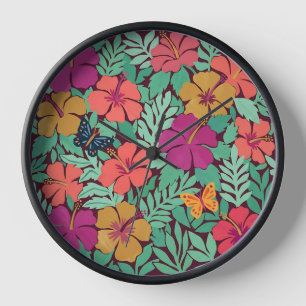 Horloges Art Matisse Hibiscus Papillons Abstraits