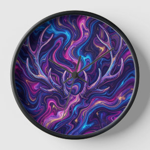 Horloges Artistiques Abstraites en Bois de Cerf Co
