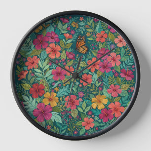 Horloges Artistiques Abstraites Fleur d'Hibiscus P