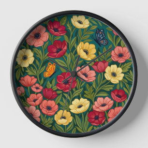 Horloges Artistiques Anémones Mexicaines Papillons