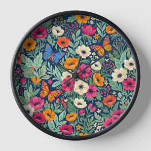 Horloges Artistiques Anémones Papillons Couleurs A