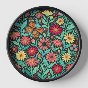 Horloges Artistiques avec Papillon dans un Jardin