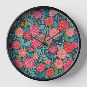 Horloges Artistiques Déliées Papillons Dahlias Col