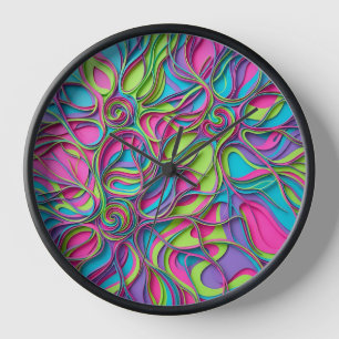 Horloges Artistiques Néon Réseau Cérébral Abstrait