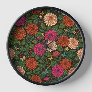 Horloges Artistiques Papillons Dahlia Indiens Abst