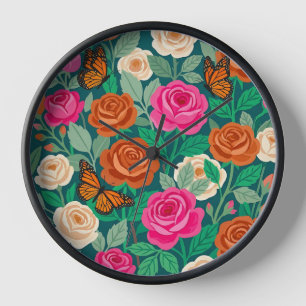 Horloges Artistiques Roses Colorées Abstraites & M