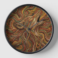 Horloges Artistiques Tête de Loup Tons Terreux Abs