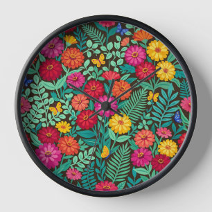 Horloges Artistiques Zinnias Papillons Art Mexicai