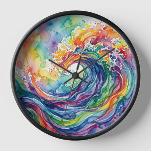 Horloges d'art abstrait à vague océanique et aquar