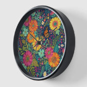 Horloges d'art abstrait boho tournesol papillon (Angle)