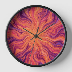 Horloges d'art Abstrait Coucher de Soleil Orange L