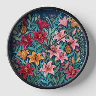 Horloges d'art abstrait gouache lys monarques