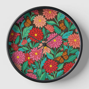 Horloges d'art abstrait Matisse Dahlias Papillon