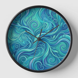 Horloges d'art abstrait Vigne Océan Bleu