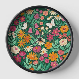 Horloges d'art de fleurs colorées abstraites