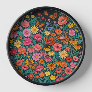 Horloges d'art de fleurs sauvages à la gouache col