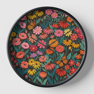 Horloges d'art Fleur sauvage colorée Monarque Abst