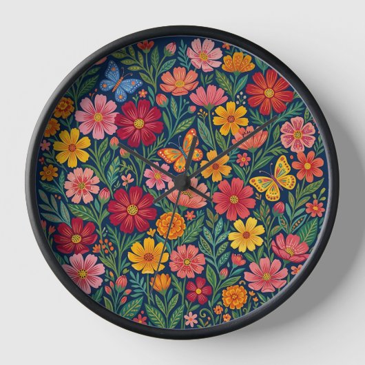 Horloges d'art Fleurs du Cosmos Mexicain Abstrait (Recto)
