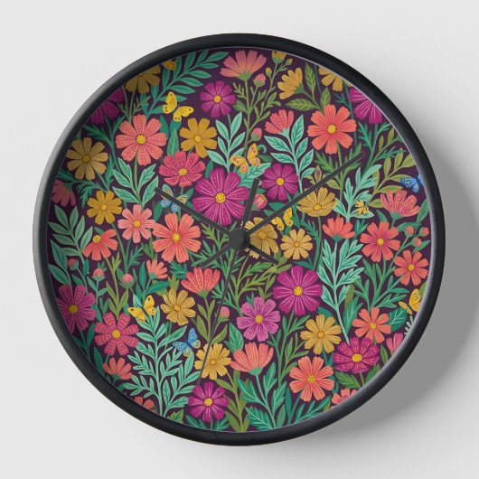 Horloges d'art Fleurs et Papillons de Cosmos Abstr (Recto)