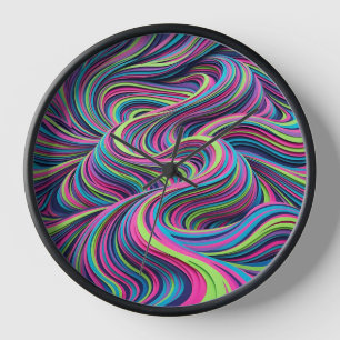 Horloges d'art néon vibrant Ripple désert abstrait