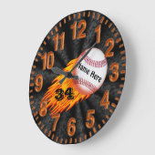 Horloges de baseball flamboyantes avec VOTRE NOM E (Angle)