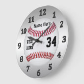 Horloges de baseball personnalisées avec NOM et NU (Angle)