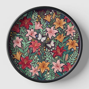 Horloges de jardin papillons lis abstraits Art