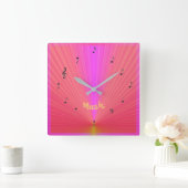 Horloges de musique Fun Pink Orange avec notes de  (Maison)