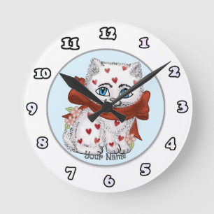 Horloges des Coeurs de Kitten Blanc