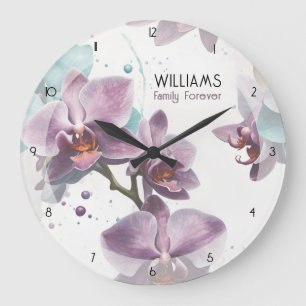 Horloges d'orchidées aquarelles personnalisées