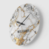 Horloges en marbre blanc et or personnalisées (Angle)