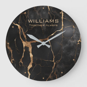 Horloges en marbre noir et or Personnalisées