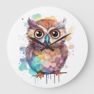 Horloges graphiques de hibou d'aquarelle