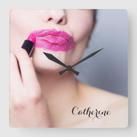 Horloges murales à nom personnalisé Lipstick mal a (Recto)
