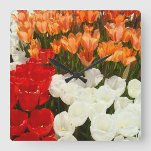 Horloges murales décoratives Tulipes orange rouge
